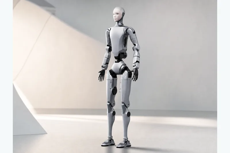 Grand robot humanoïde Unitree H2 argenté